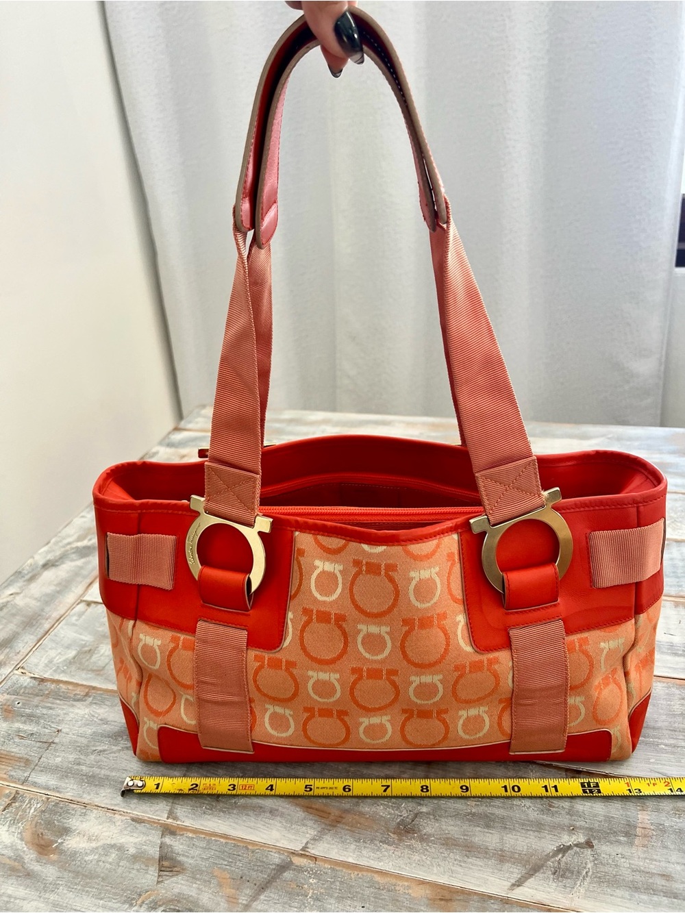 Salvatore Ferragamo Vintage Gancini Canvas & Leather Shoulder Bag